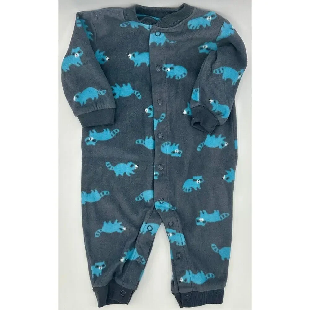 Carter’s Raccoon Button-Up Size 6 Months Gray Blue Fleece (794)
